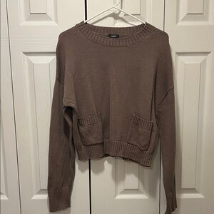 Express Taupe Crew Neck Sweater